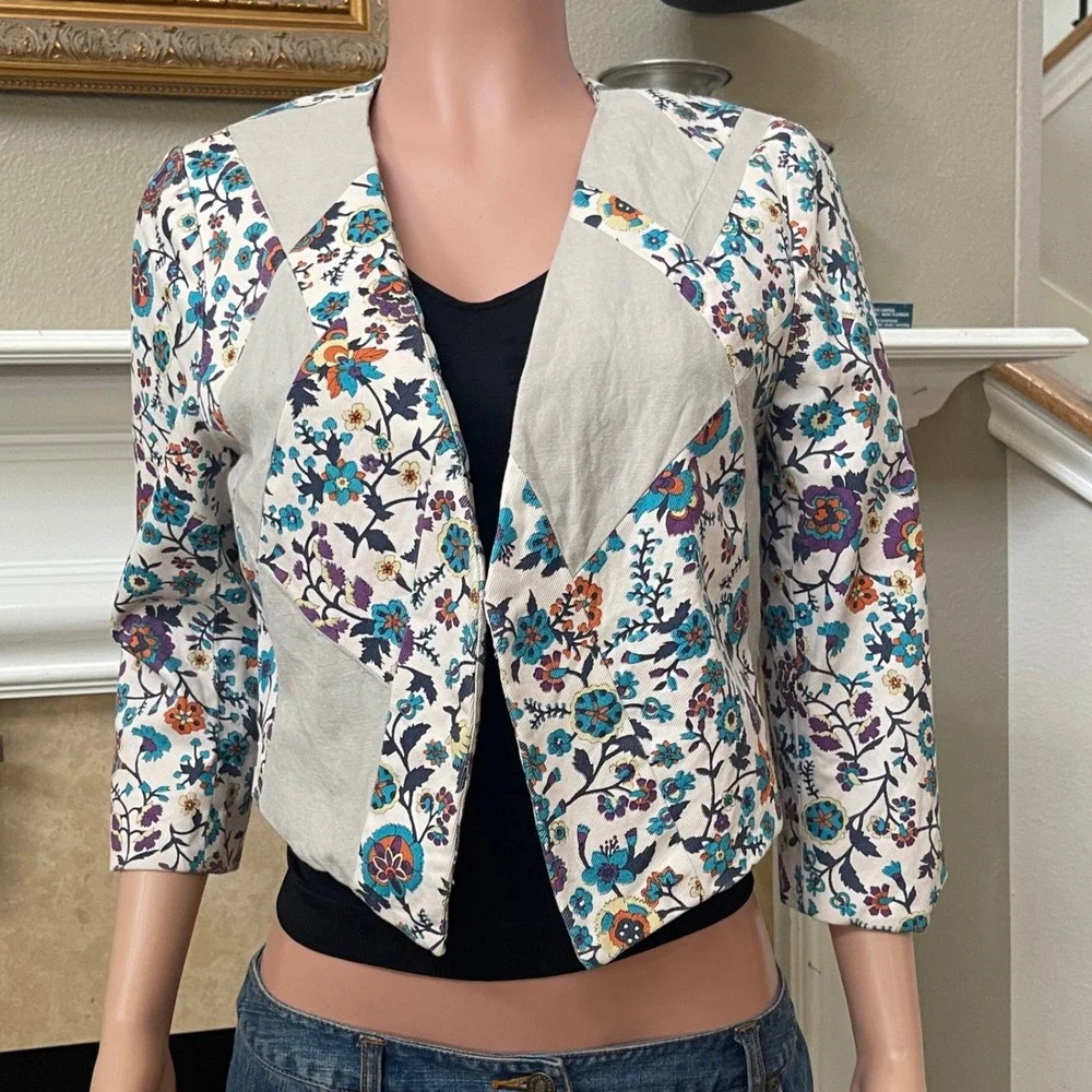 Elevenses patchwork blazer jacket,‎ Sz. 10 cottagecore, boho, cotton, whimsy